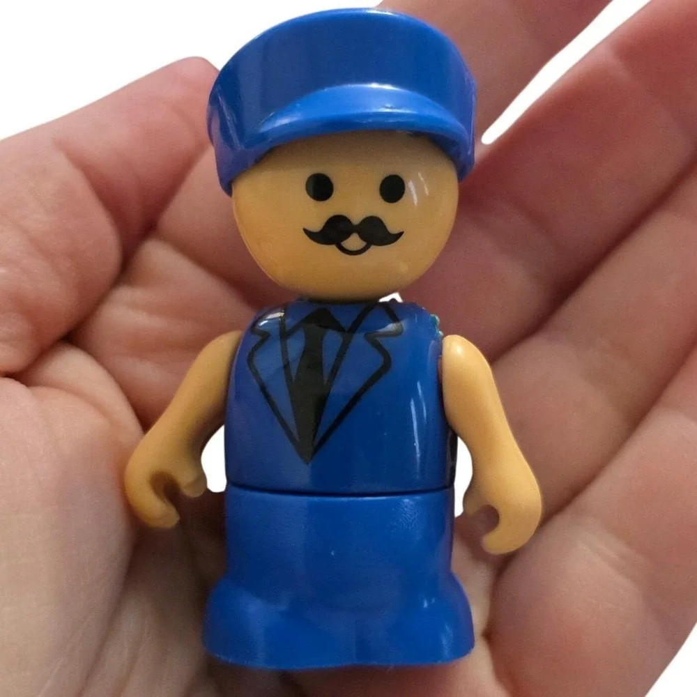 Vintage Playskool Li'l‎ Playmates Blue Conductor Figure Toy Blue 1980's  80's